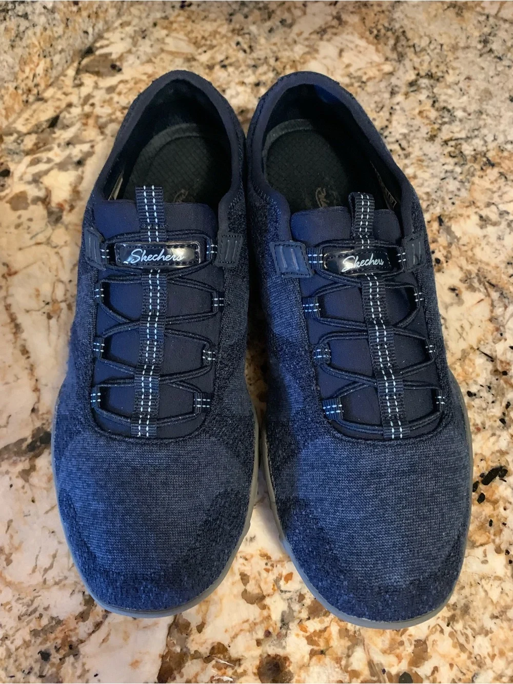 Skechers blue memory foam slip on tennis shoes size 8